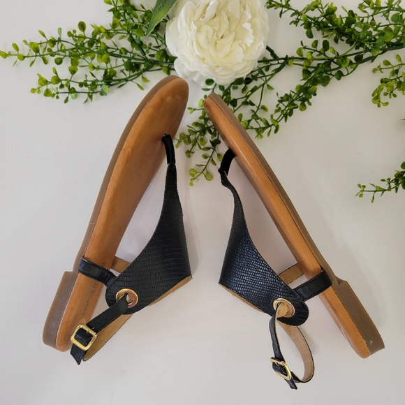 Sofia Milano black leather thong sandals women's size 9 - Picture 6 of 10